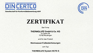 Sportbodenheizung NE/TE-S geprüft und zertifiziert nach DIN-CERTCO, Prüf-Nr. 7F209